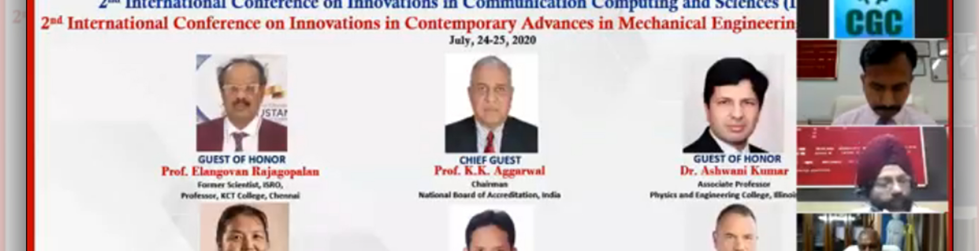 ECE Department organized two days Virtual International Conference on Innovations in Communication, Computing and Sciences (ICCS-2020) on 24th and 25th July, 2020 