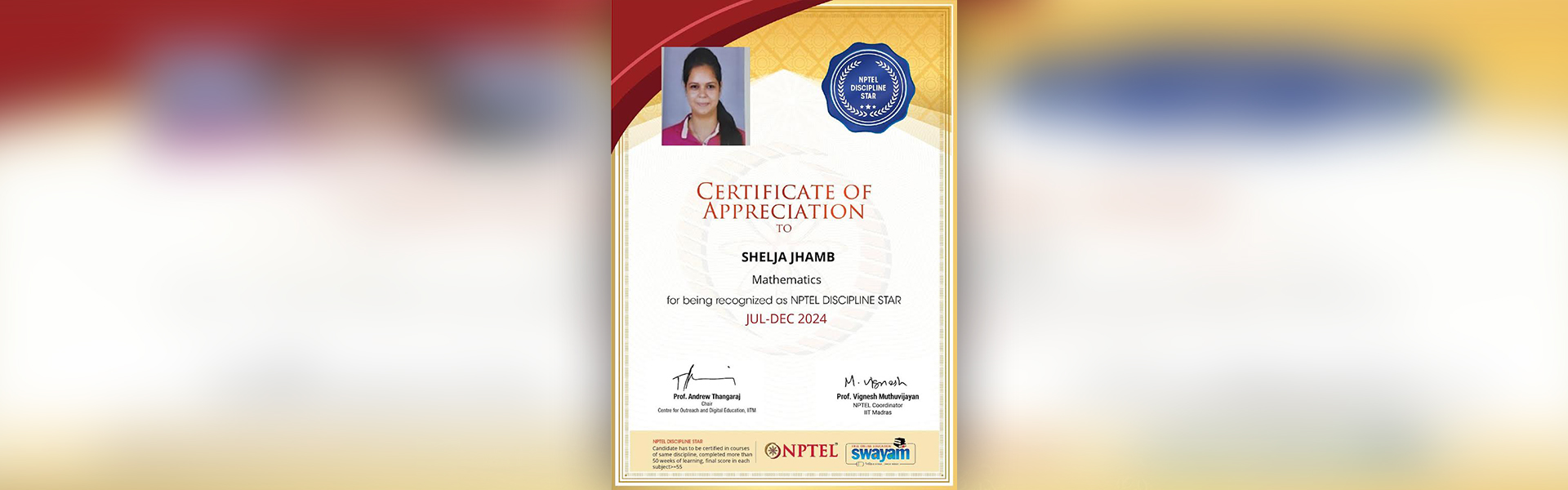 CSE Faculty Received Certificate of Appreciation 