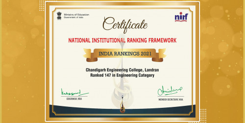 CEC ranked at 147th position in NIRF ranking, 2021!